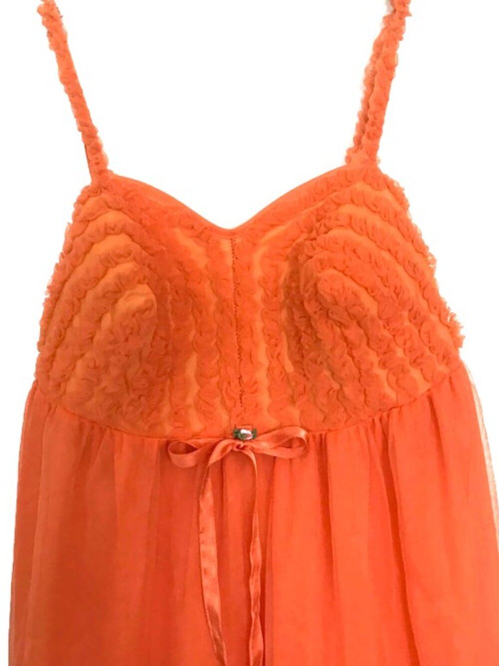 1950s vintage sheer orange bullet bra babydoll lingerie size extra small - Picture 5 of 7